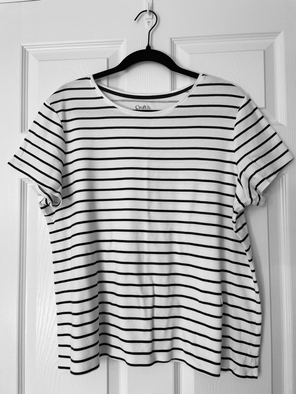 Croft & Barrow Black Striped Crewneck Tee | XL | Classic Chic